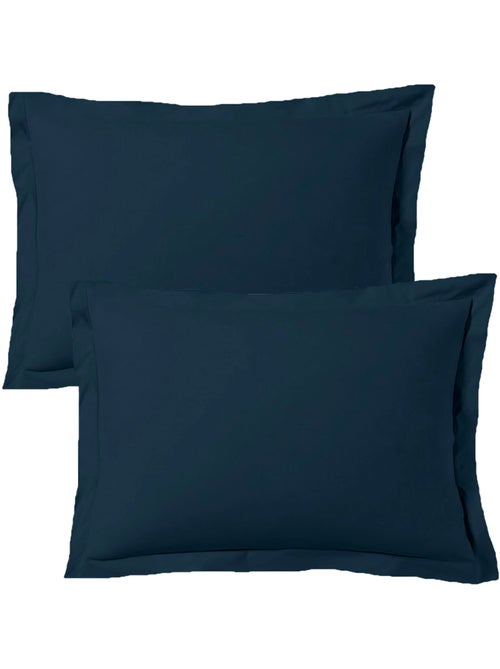 Lot de 2 taies d'oreiller satin de coton bleu - Kiabi Lot de 2 taies d'oreiller satin de coton bleu - Kiabi
