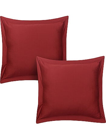 Lot de 2 taies d'oreiller satin de coton bordeaux