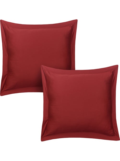 Lot de 2 taies d'oreiller satin de coton bordeaux - Kiabi