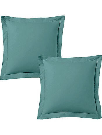 Lot de 2 taies d'oreiller satin de coton bleu