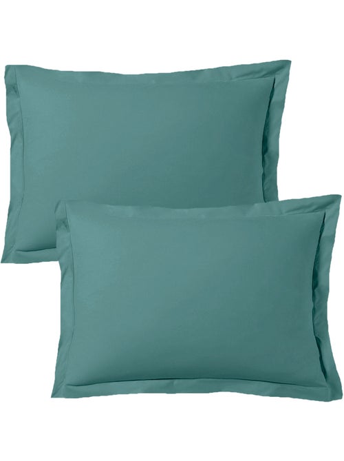 Lot de 2 taies d'oreiller satin de coton céladon - Kiabi Lot de 2 taies d'oreiller satin de coton céladon - Kiabi