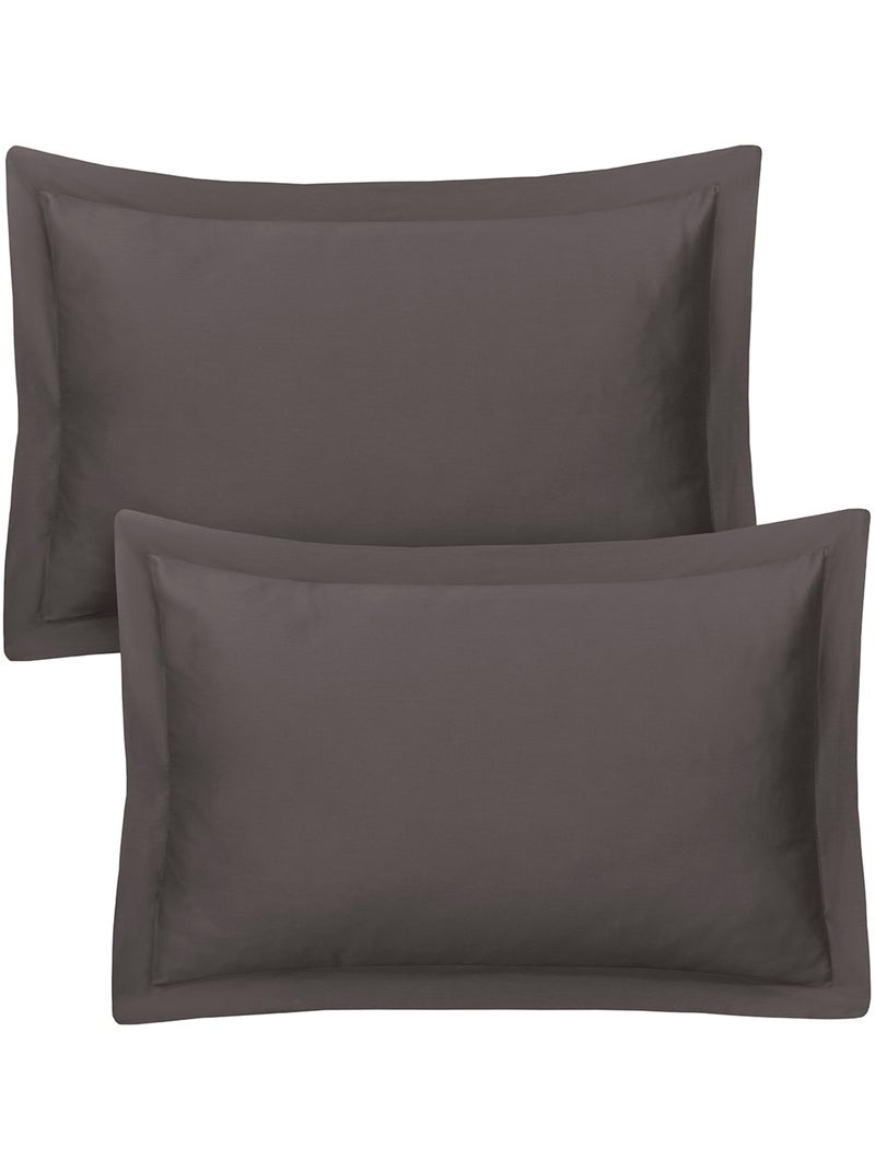 Lot de 2 taies d'oreiller satin de coton gris anthracite - Kiabi