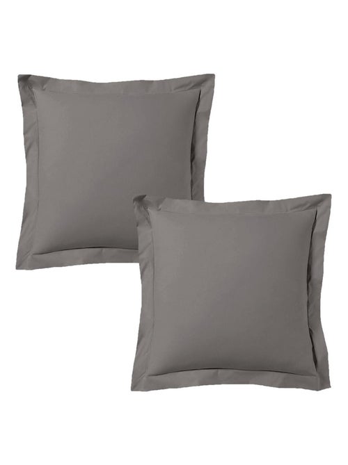 Lot de 2 taies d'oreiller satin de coton gris - Kiabi