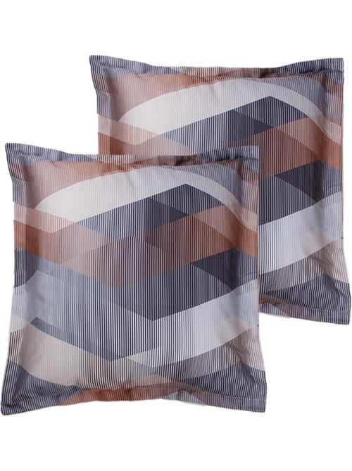 Lot de 2 Taies d'oreiller satin de coton imprimé Helix Brown - Kiabi