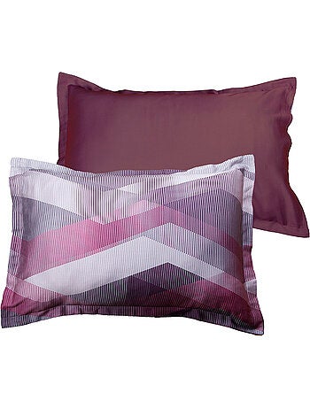 Lot de 2 Taies d'oreiller satin de coton imprimé Helix Purple