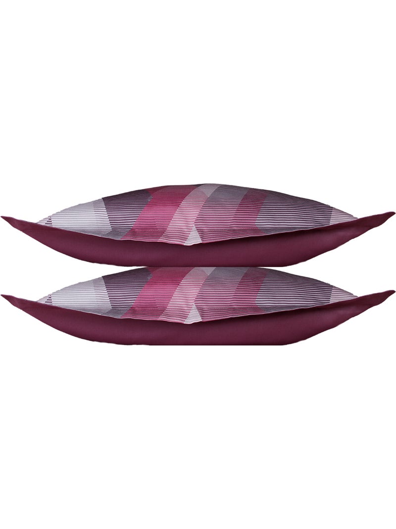 Lot de 2 Taies d'oreiller satin de coton imprimé Helix Purple Violet - Kiabi