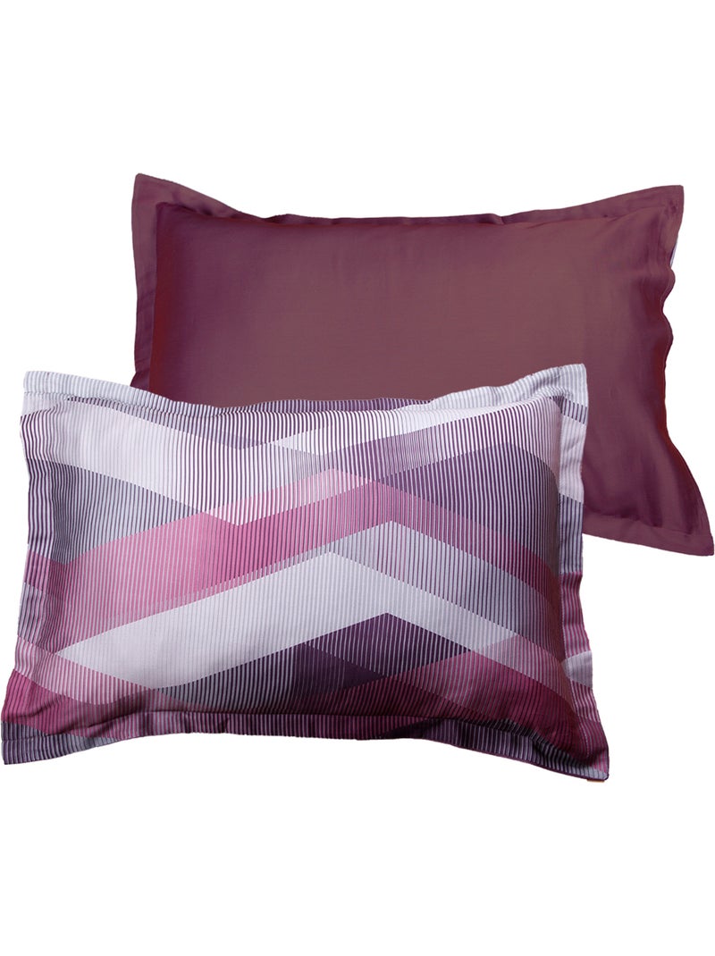 Lot de 2 Taies d'oreiller satin de coton imprimé Helix Purple Violet - Kiabi