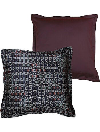 Lot de 2 Taies d'oreiller satin de coton imprimé Majeur