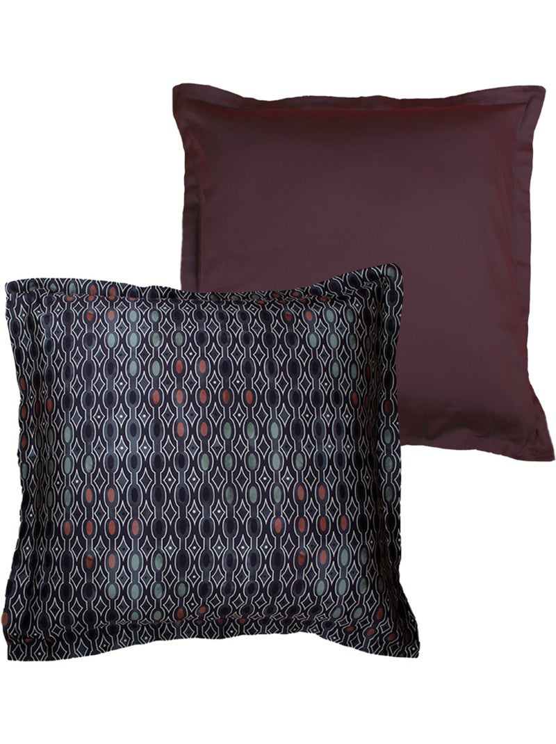 Lot de 2 Taies d'oreiller satin de coton imprimé Majeur Bleu marine - Kiabi