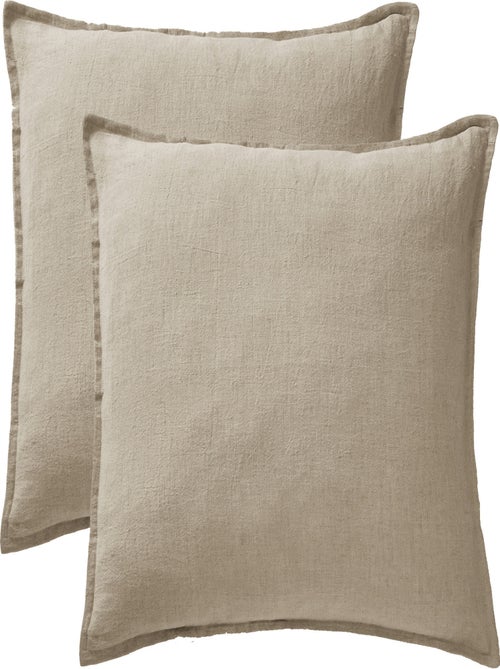 Lot de 2 taies d'oreiller "Soline" 60 x 60 cm & 50 x 70 cm "Lin lavé" - Kiabi