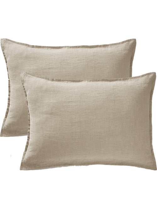 Lot de 2 taies d'oreiller "Soline" 60 x 60 cm & 50 x 70 cm "Lin lavé" - Kiabi Lot de 2 taies d'oreiller "Soline" 60 x 60 cm & 50 x 70 cm "Lin lavé" - Kiabi