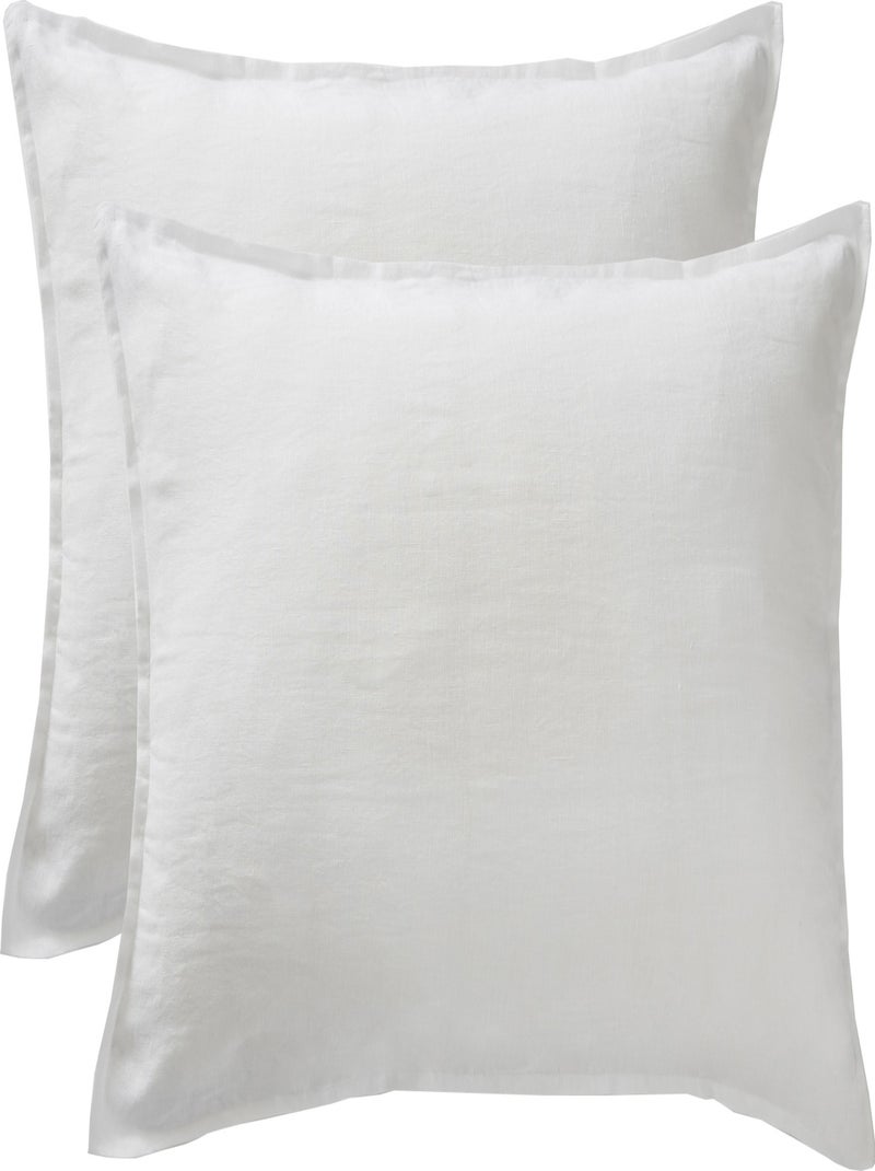 Lot de 2 taies d'oreiller "Soline" 60 x 60 cm & 50 x 70 cm "Lin lavé" Blanc - Kiabi