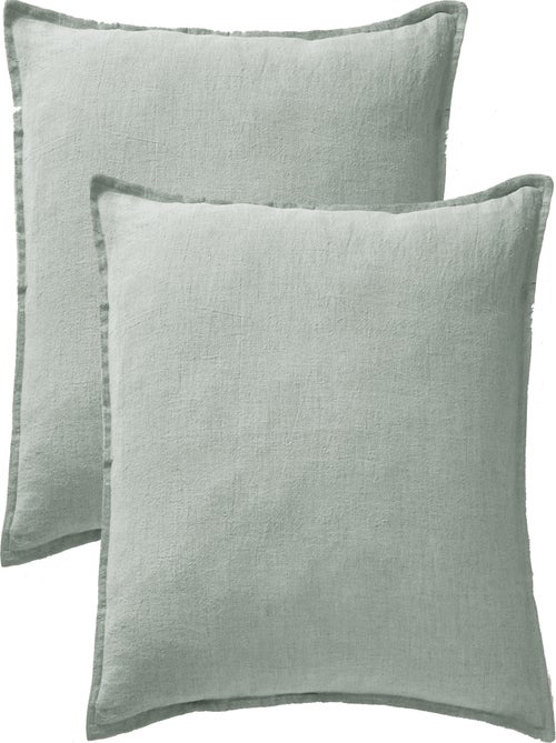 Lot de 2 taies d'oreiller "Soline" 60 x 60 cm & 50 x 70 cm "Lin lavé" - Kiabi