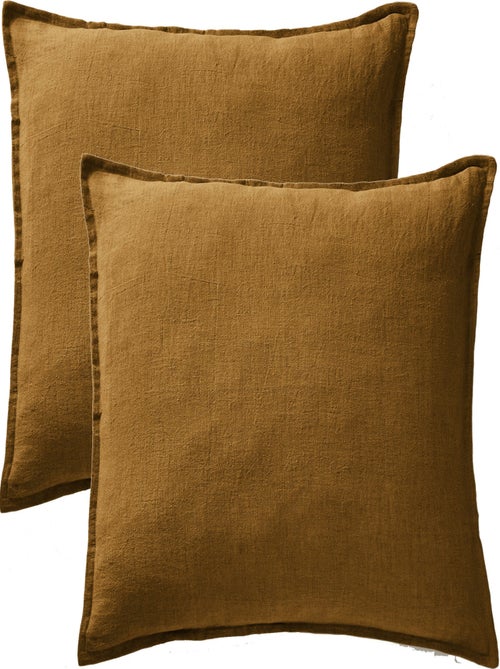 Lot de 2 taies d'oreiller "Soline" 60 x 60 cm & 50 x 70 cm "Lin lavé" - Kiabi