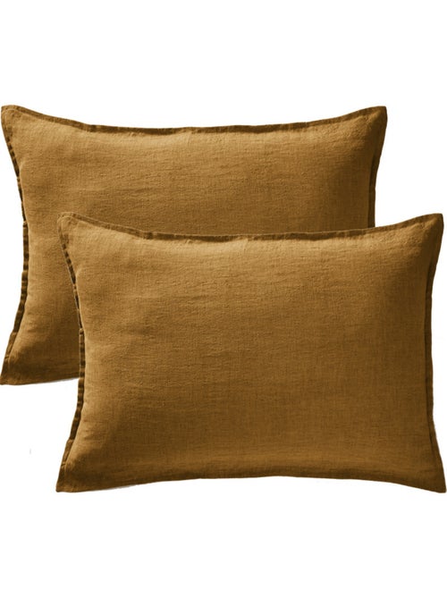 Lot de 2 taies d'oreiller "Soline" 60 x 60 cm & 50 x 70 cm "Lin lavé" - Kiabi