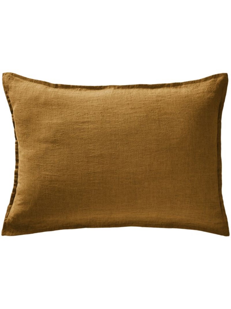 Lot de 2 taies d'oreiller "Soline" 60 x 60 cm & 50 x 70 cm "Lin lavé" Marron caramel - Kiabi
