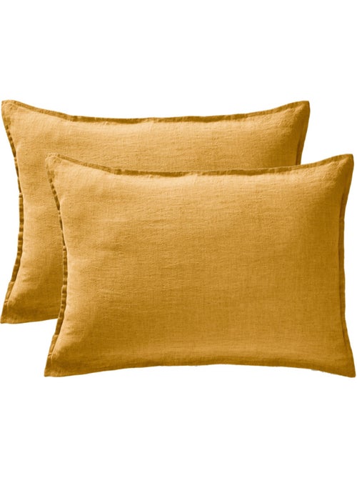 Lot de 2 taies d'oreiller "Soline" 60 x 60 cm & 50 x 70 cm "Lin lavé" - Kiabi