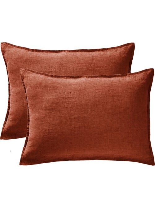 Lot de 2 taies d'oreiller "Soline" 60 x 60 cm & 50 x 70 cm "Lin lavé" - Kiabi Lot de 2 taies d'oreiller "Soline" 60 x 60 cm & 50 x 70 cm "Lin lavé" - Kiabi