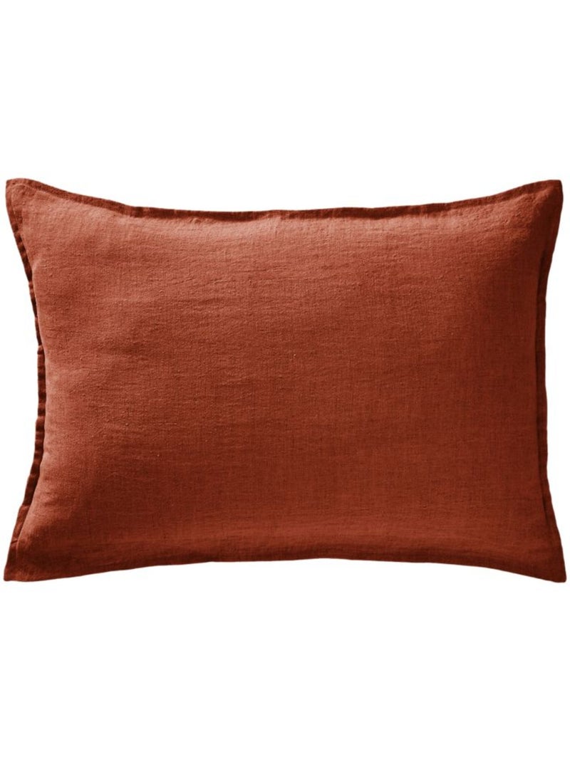 Lot de 2 taies d'oreiller "Soline" 60 x 60 cm & 50 x 70 cm "Lin lavé" Rouge - Kiabi