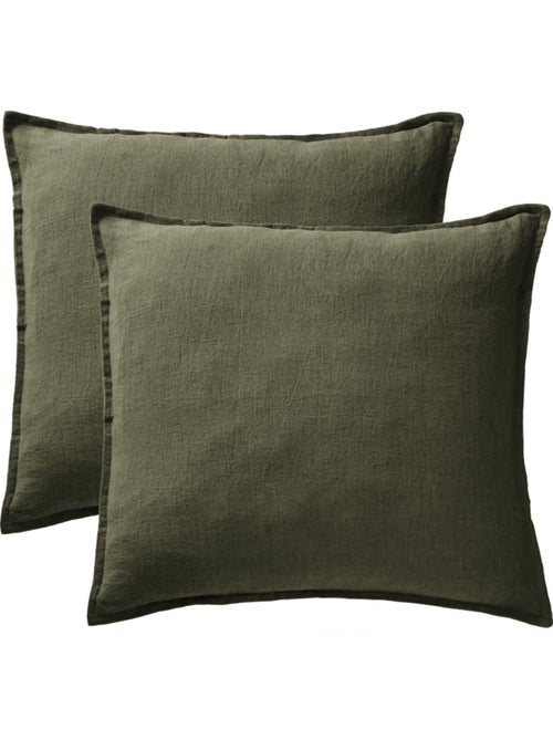 Lot de 2 taies d'oreiller "Soline" 60 x 60 cm & 50 x 70 cm "Lin lavé" - Kiabi