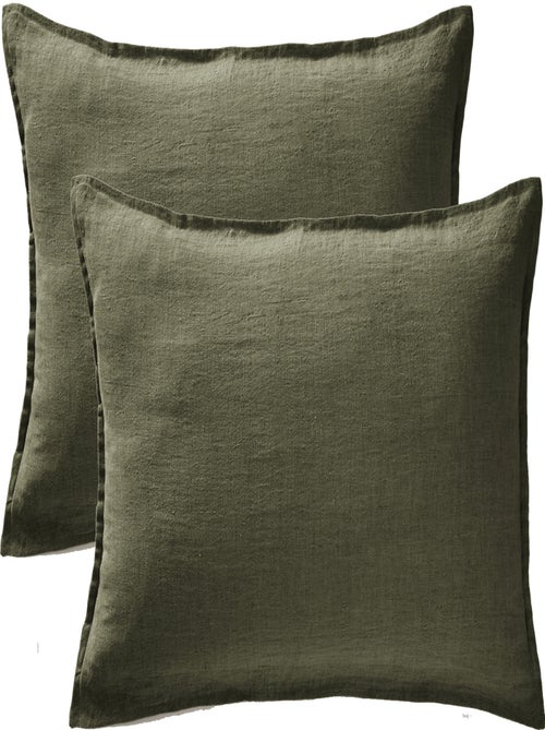 Lot de 2 taies d'oreiller "Soline" 60 x 60 cm & 50 x 70 cm "Lin lavé" - Kiabi