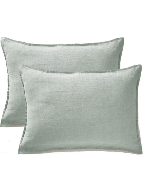 Lot de 2 taies d'oreiller "Soline" 60 x 60 cm & 50 x 70 cm "Lin lavé" - Kiabi Lot de 2 taies d'oreiller "Soline" 60 x 60 cm & 50 x 70 cm "Lin lavé" - Kiabi