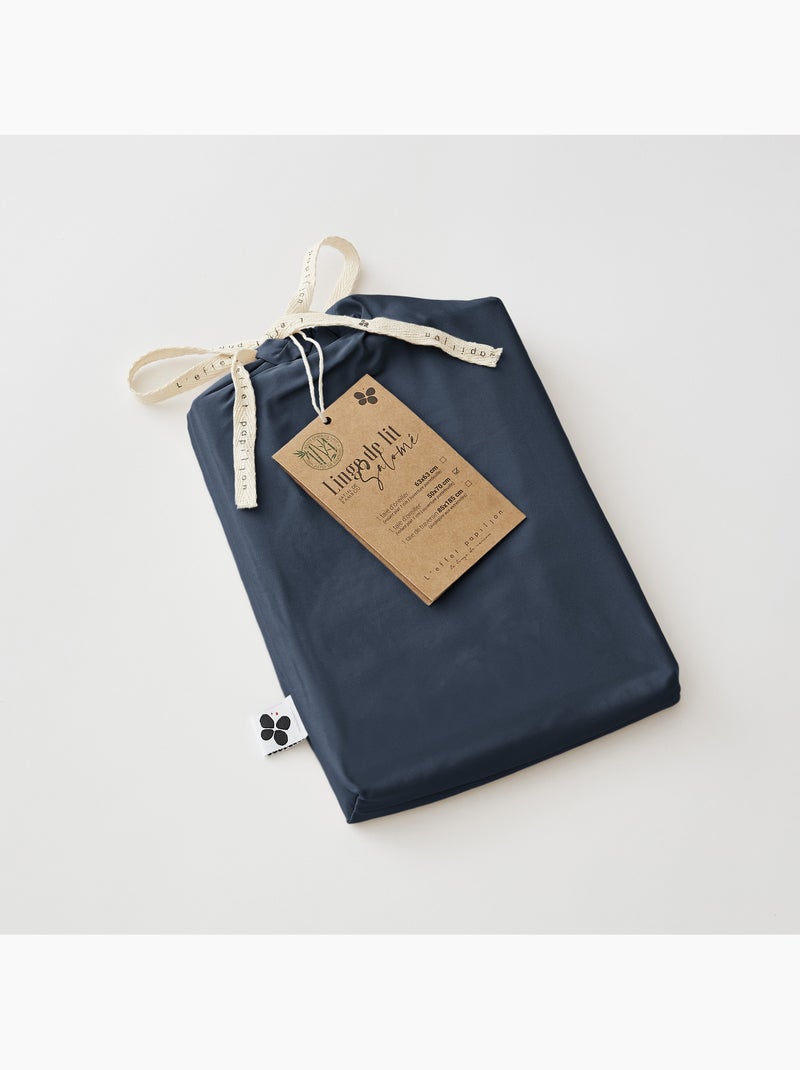 Lot de 2 Taies d’oreiller – Viscose de Satin de Bambou – SALOMÉ Bleu nuit - Kiabi
