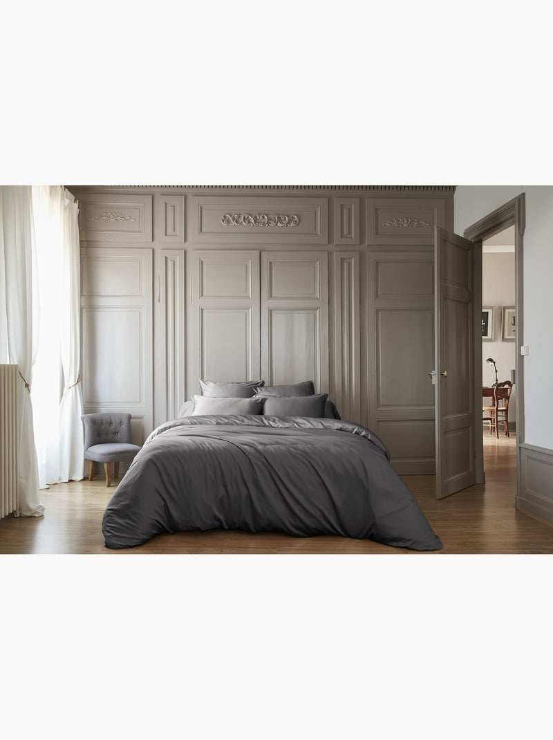 Lot de 2 Taies d’oreiller – Viscose de Satin de Bambou – SALOMÉ Gris Granit - Kiabi