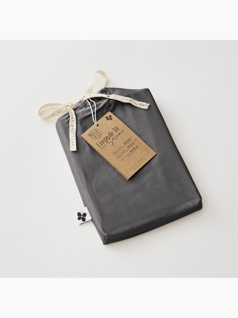 Lot de 2 Taies d’oreiller – Viscose de Satin de Bambou – SALOMÉ Gris Granit - Kiabi