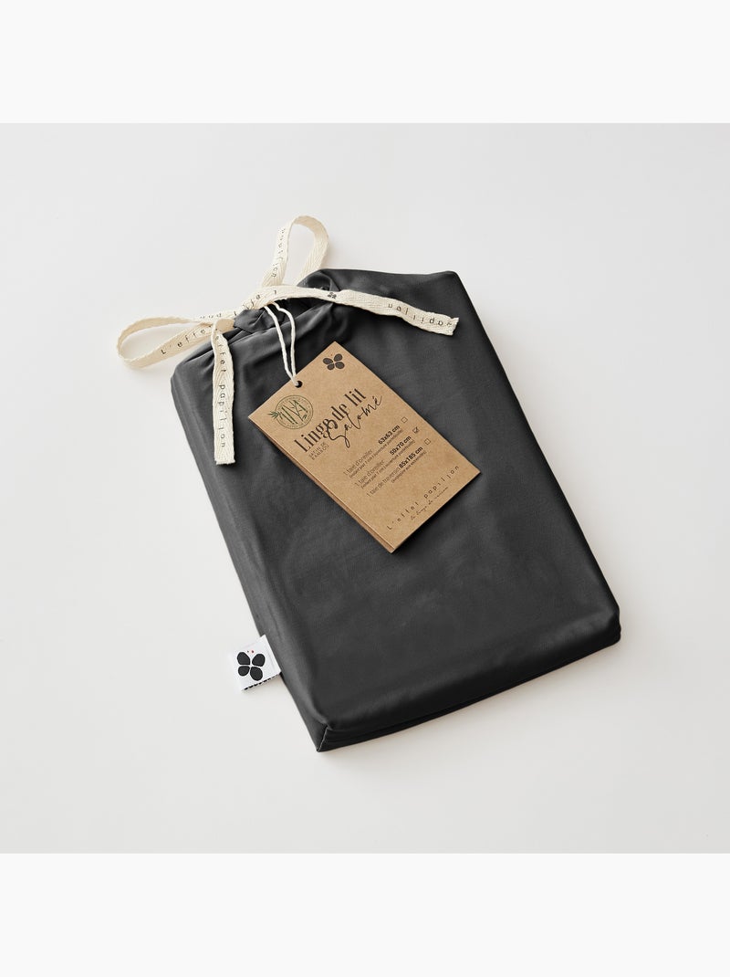 Lot de 2 Taies d’oreiller – Viscose de Satin de Bambou – SALOMÉ Noir - Kiabi