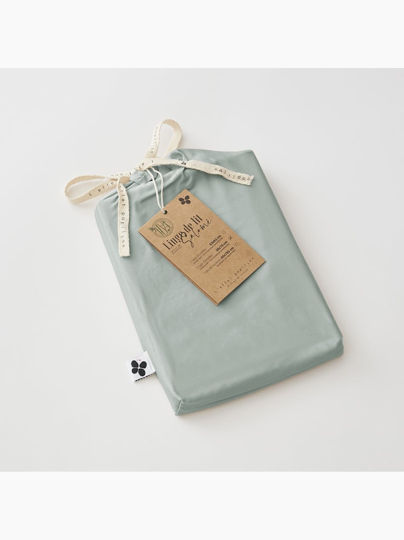 Lot de 2 Taies d’oreiller – Viscose de Satin de Bambou – SALOMÉ Vert eucalyptus - Kiabi