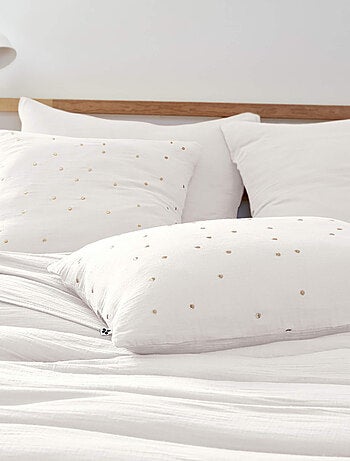 Lot de 2 taies d'oreillers à pois brodés