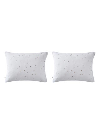 Lot de 2 taies d'oreillers à pois brodés