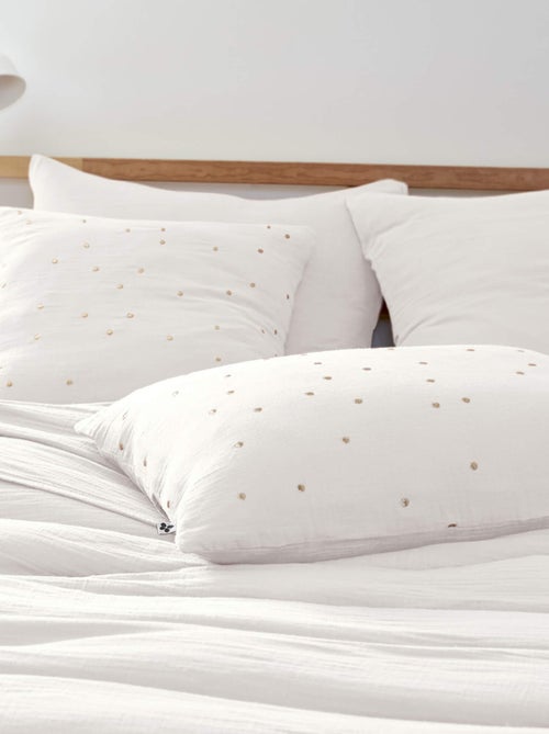 Lot de 2 taies d'oreillers à pois brodés - Kiabi