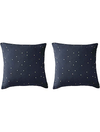 Lot de 2 taies d'oreillers à pois brodés