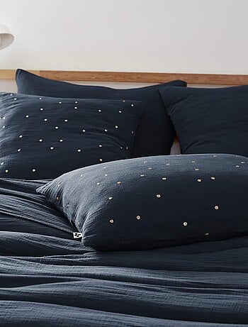 Lot de 2 taies d'oreillers à pois brodés