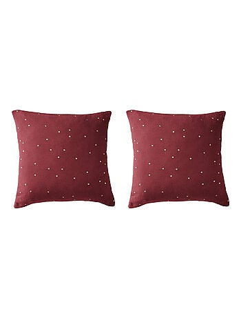 Lot de 2 taies d'oreillers à pois brodés