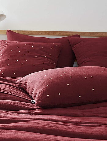 Lot de 2 taies d'oreillers à pois brodés