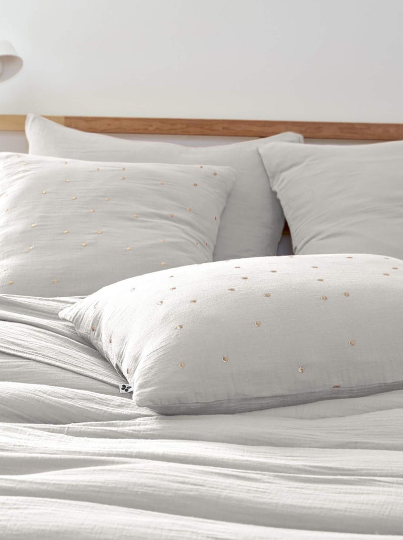 Lot de 2 taies d'oreillers à pois brodés Gris - Kiabi