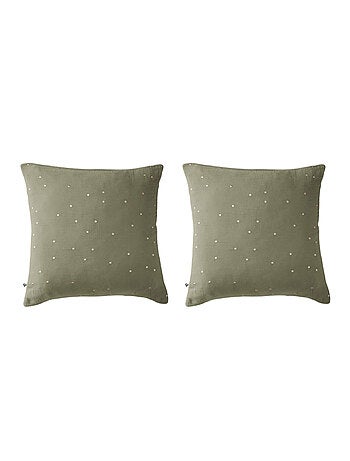 Lot de 2 taies d'oreillers à pois brodés