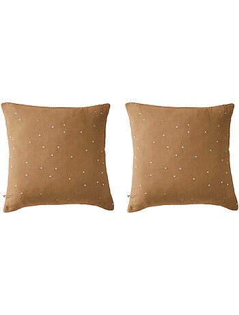 Lot de 2 taies d'oreillers à pois brodés