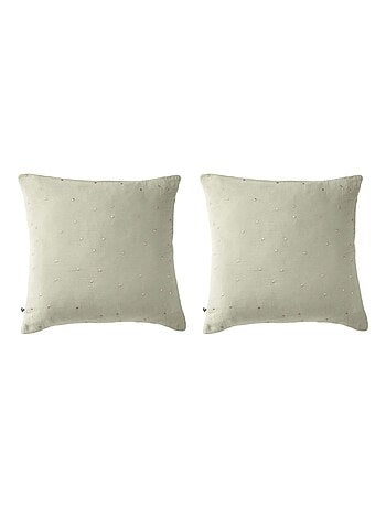 Lot de 2 taies d'oreillers à pois brodés