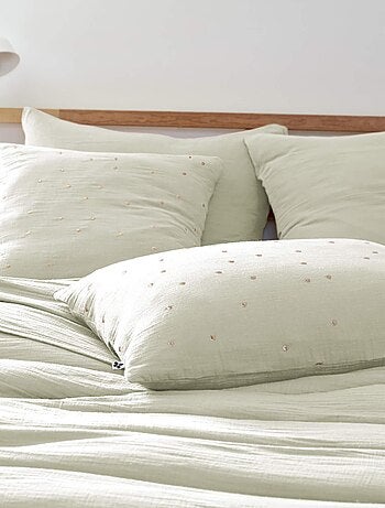 Lot de 2 taies d'oreillers à pois brodés