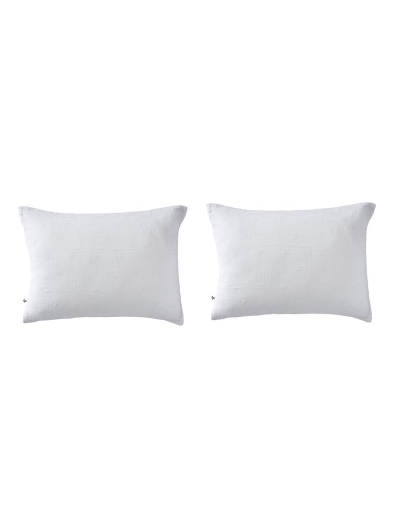 Lot de 2 taies d'oreillers brodées Blanc - Kiabi