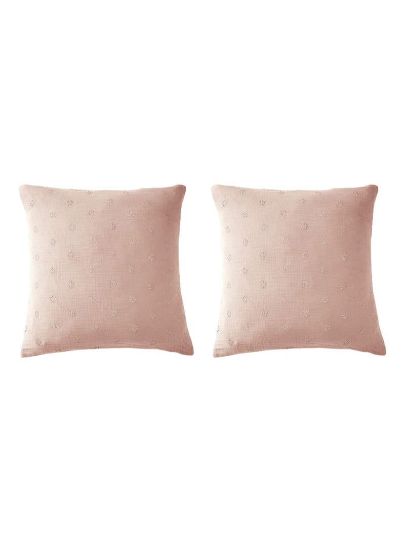 Lot de 2 taies d'oreillers brodées Rose - Kiabi