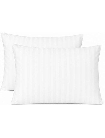 Lot de 2 taies d'oreillers coton bandes satin MIRAGE