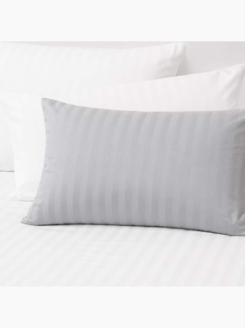 Lot de 2 taies d'oreillers coton bandes satin MIRAGE Blanc - Kiabi