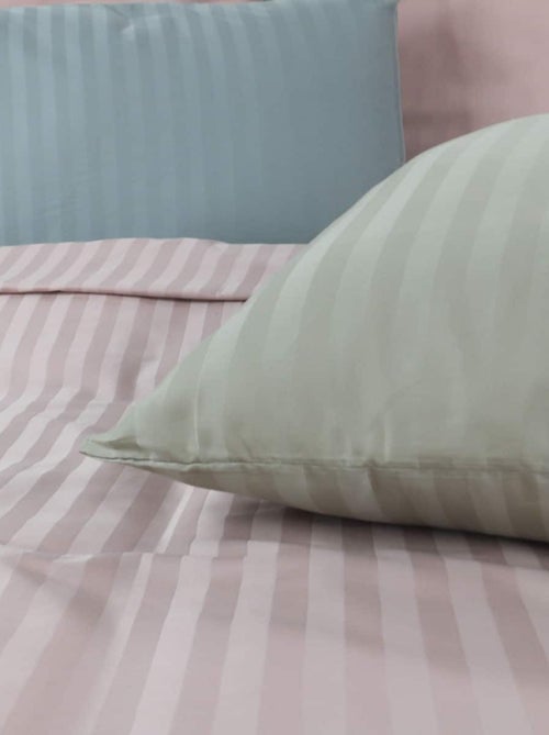 Lot de 2 taies d'oreillers coton bandes satin MIRAGE - Kiabi
