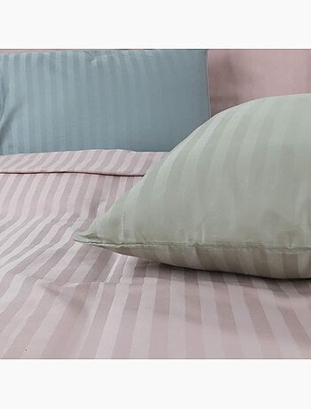Lot de 2 taies d'oreillers coton bandes satin MIRAGE