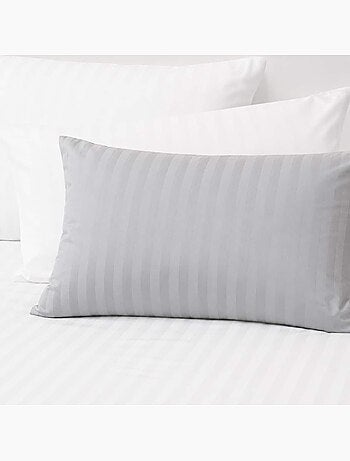 Lot de 2 taies d'oreillers coton bandes satin MIRAGE
